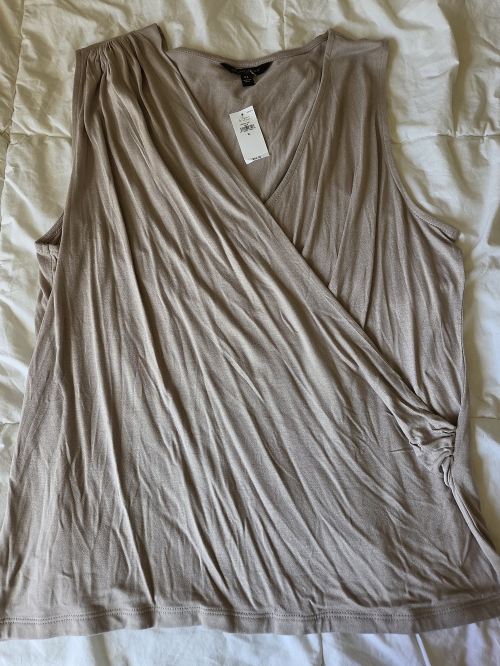 Banana Republic NWT Taupe Beige Surplice Faux Wrap Sleeveless Top XL